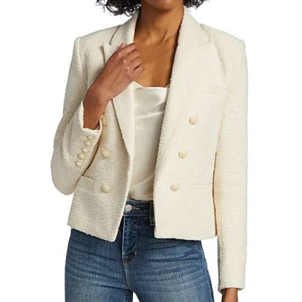 L’Agence Brooke Tweed Blazer Ecru Size 8